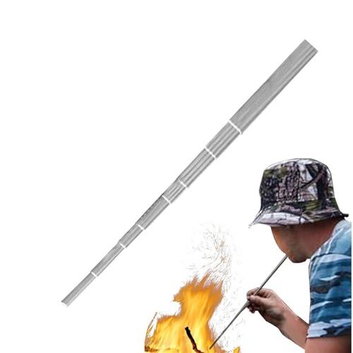 Fuelle de fuego, de acero inoxidable, portátil, telescópico, pequeño, para exteriores, chimenea, estufa de leña, cocina, barbacoa, patio, picnic, senderismo