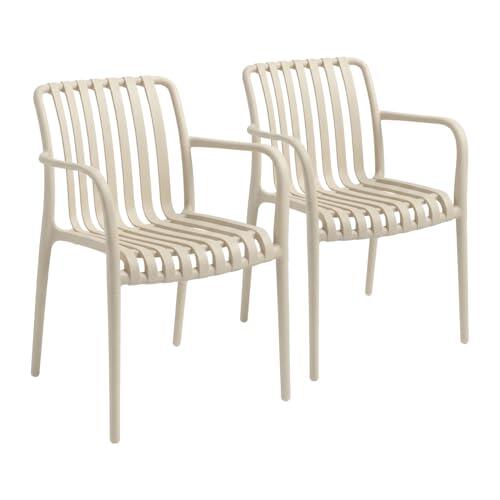 7H SEVEN HOUSE Pack de 2 Sillas Apilables de Exterior con Reposabrazos Kaia en Polipropileno 7house