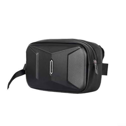 YobiLife Bolsa para manillar de bicicleta de 3 L, carcasa dura, bolsa de almacenamiento frontal a prueba de golpes, bolsa de sillín de piel (negro)