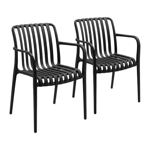 7H SEVEN HOUSE Pack de 2 Sillas Apilables de Exterior con Reposabrazos Kaia en Polipropileno 7house