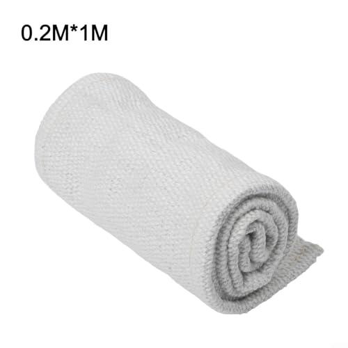 Manta industrial ignífuga de 2 mm, tela de fibra de cerámica 1260C, forro resistente al calor, blanco para puerta de horno, barrera contra incendios, protección de escoria, aislamiento (0,2 m x 1 m)