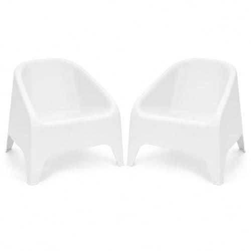 Toomax Kit de 2 sillones Matera blanco 75,5 x 78,5 x 67 cm, juego de 2 sillones de jardín con diseño ergonómico y moderno, de plástico reciclado ideal para uso interior y exterior