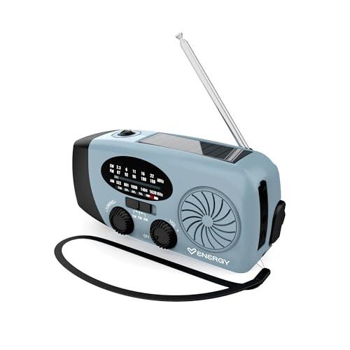 Energy Sistem Radio Emergencia Solar y Manivela Am/FM/SW/Linterna LED 3W / Power Bank USB/Carga Dinamo y Solar/Receptor Multibanda de Gran Alcance/Resistente al Agua/Kit Supervivencia