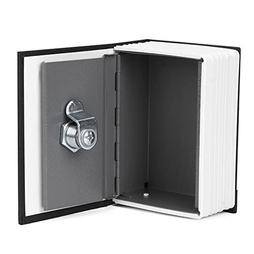 Jeffergarden Mini Caja Fuerte para Libros con Cerradura de Llave, Revestimiento de Acero Inoxidable, Caja de Bloqueo de Libro de Simulación para Tarjetas Bancarias, Tarjetas de Identificación,