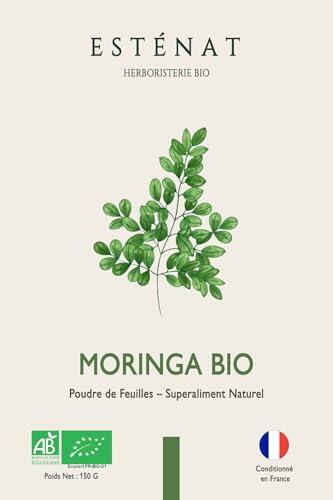 Polvo de Moringa BIO 150 g - Superalimento verde puro y natural - Rico en vitaminas A, hierro, zinc y calcio - Ideal para potenciar la energía, desintoxicación, equilibrio, batidos y cocina - ESTENAT