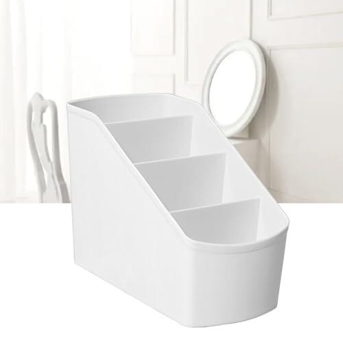 Acouto Organizador de Escritorio, Soporte de Plástico con 4 Compartimentos, Diseño Multifuncional para Papelería, Controles Remotos, Brochas de Maquillaje en Dormitorio y Oficina
