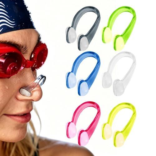 Genérico Clip Nasal,Impermeables Antideslizantes De Silicona 6 Piezas - Prevención De Niños, Adultos, Principiantes, Buceo, Respiración, Deportes Acuáticos, Entrenamiento, Piscina