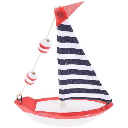 Gadpiparty Modelo de barco de vela de madera, adorno decorativo para el hogar, estilo mediterráneo, artesanía de resina con forma realista, decoración temática del océano para comedor o dormitorio