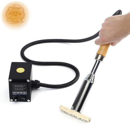 Máquina de laminado en caliente de 300 W, prensa de estampado manual con temperatura ajustable de 0 a 400 °C, área de calentamiento ≤ 4 x 4 cm, ideal para estampado en cuero y planchado