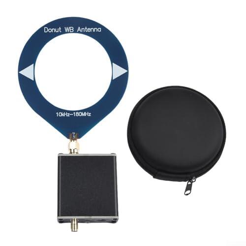 Qualoramall Antena Donut Loop 10kHz-180MHz Receptor SW de banda ancha para radio Malahite DSP2 con convertidor de baja impedancia y bolsa de almacenamiento, color negro
