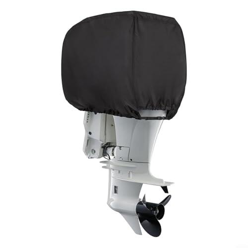 Fauhapyway Cubierta impermeable 600D para motor de barco 115-225 para motores fueraborda HP, capucha de grado marino resistente con dobladillo elástico, 31 x 23 x 29 pulgadas, gris (negro)