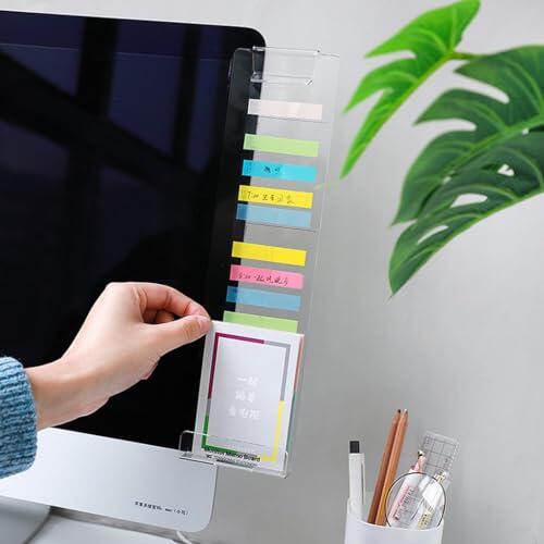 Helilyco Tablero de notas acrílico transparente con ranura para teléfono, autoadhesivo para soporte de notas, pantalla de computadora portátil, organizador de escritorio, oficina en casa, escuela