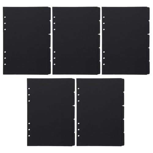 HOOWIFFY Marcadores de Cuaderno 5 Pestañas Divisorias de Papel Negro, Diseño Práctico y Fácil de Manejar para Presentaciones y Aprendizaje