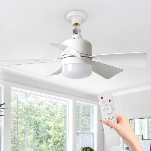 buusace Ventilador De Techo Con Luz Y Control Remoto, LáMpara De Techo Con Ventilador, PequeñO Ventilador De Techo Silencioso Con 3 Velocidades De Viento, 3 Modos De IluminacióN (D-40cm blanco)