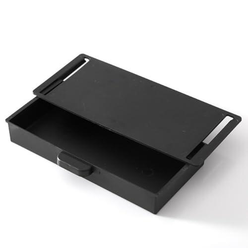 Auratrove Organizador de cajones para debajo del escritorio, caja de almacenamiento de gran capacidad para bolígrafos de oficina y cosméticos, diseño de mango deslizante suave, color negro