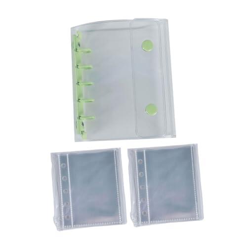 Amagogo Álbum de Fotos Artesanal con Portada Clara PVC y Anillas de Acero Cuaderno de Recuerdos Personalizado para Organización de, Verde