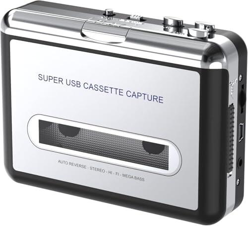 Reproductor de casete – Grabador portátil con auriculares – Convierte cintas de audio en MP3 digital, compatible con ordenador portátil/PC/Mac, para entretenimiento, viajes, deportes ligeros (plata)