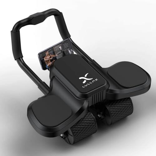 Lullax - Rueda Abdominal - CORE ROLLER con Soporte Integrado para Móvil, Sistema de Amortiguación, 4 Ruedas, Acero Reforzado