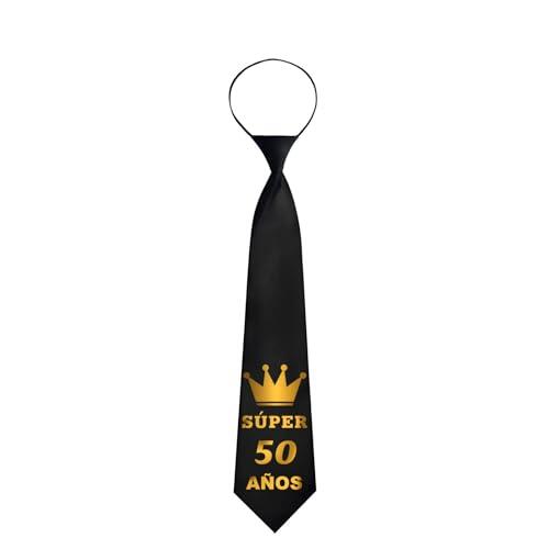 Toctax Corbata Divertida de Cumpleaños para 50 Años – Regalo Original para Hombre y Mujer, Accesorio de Fiesta con la Frase Súper 50 Años