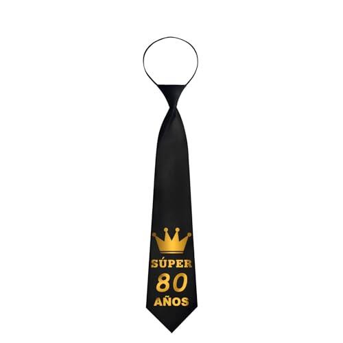 Toctax Corbata Divertida de Cumpleaños para 80 Años – Regalo Original para Hombre y Mujer, Accesorio de Fiesta con la Frase Súper 80 Años