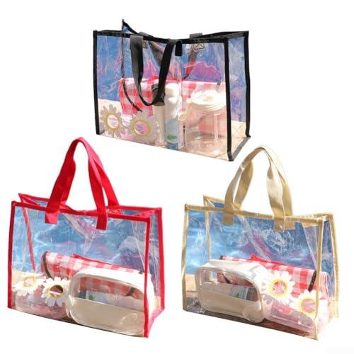 Axorafow Paquete de 2 bolsas de mano de 20 x 14 x 7 pulgadas, bolsas transparentes aprobadas para estadio con asas, conciertos de playa, eventos deportivos, festivales, transporte de PVC compatible