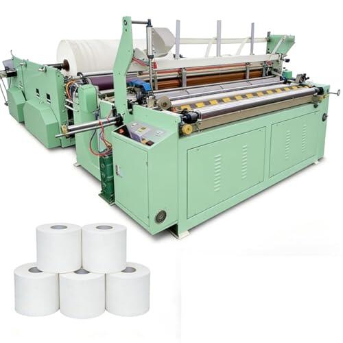 Máquina de fabricación de papel higiénico de 1 tonelada de día, sistema de corte de rebobinado y rebobinado semiautomática, máquina de papel de seda de tamaño ajustable, línea de producción de papel