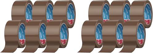 GRIFEMA GA4004-6, Cinta de Embalaje Silenciosa para Embalar Cajas de Cartón para Envíos y Mudanzas, 66 m x 50 mm, 6 Rollos, Marrón (Paquete de 2)