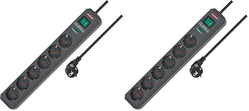 Brennenstuhl Eco-Line regleta de enchufes con 6 Tomas de Corriente y protección contra sobretensiones (Cable de 1,5m, Interruptor Iluminado, protección sobretensión hasta 13.500A) Antracita