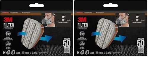 3M Filtro de vapores orgánicos 6055, A2 para las series 6000 y 6500, 1 par/paquete (Paquete de 2)