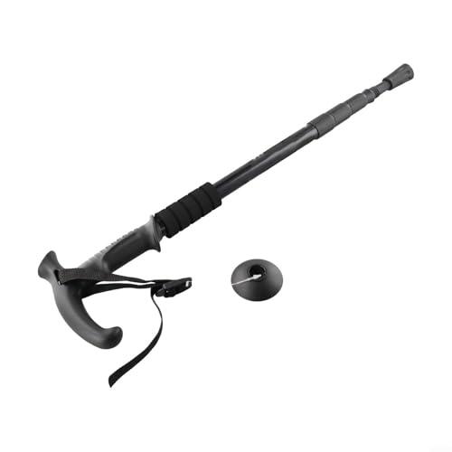 Bastón de senderismo portátil con longitud ajustable, aluminio ligero y agarre antideslizante, perfecto para excursiones al aire libre (negro)