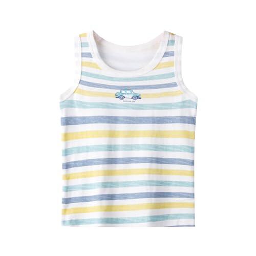 Camiseta de tirantes para niño de algodón puro algodón sin mangas cuello redondo suave transpirable suave deporte escolar casual impreso verano orgánico lote de A82, verde, 12-13 Años