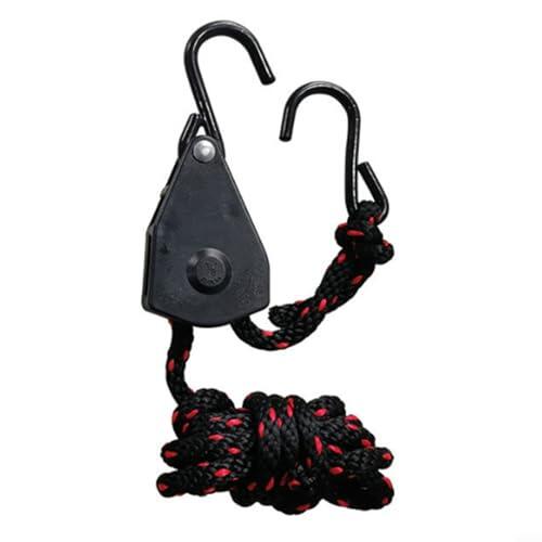 Juego de cuerda de gancho en S sumergida de plástico para aplicaciones de elevación colgantes de tienda de campaña al aire libre con cuerda de polipropileno de 1/4 o 3/8 pulgadas (1/4-6 mm, 3,6 m)