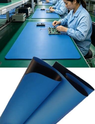 Alfombrilla antiestática para banco de trabajo, almohadilla de goma gruesa resistente al desgaste, multiusos para reparación de talleres, estación de trabajo de oficina (100 x 50 cm)