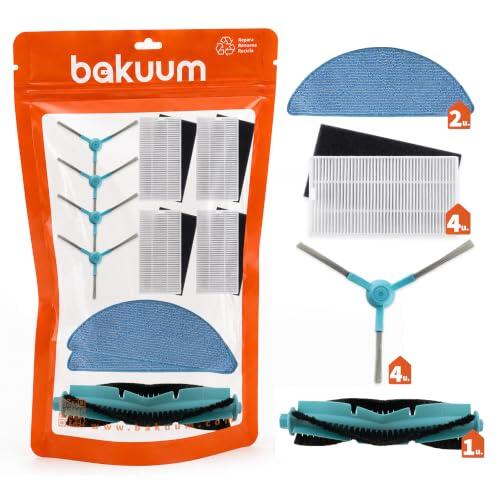 BAKUUM Set De Mantenimiento para Conga M50 | Conga M70 | Conga M50 X-Treme. Compuesto por 4 filtros de Alto Rendimiento, 4 cepillos Laterales, 2 mopas de Fregar y un Cepillo Principal.