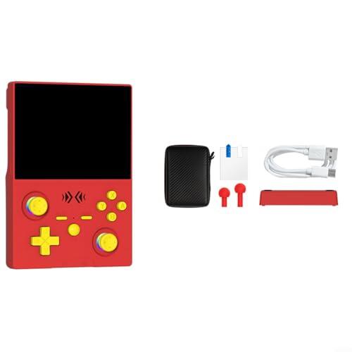 Consola de juegos retro portátil XF45V con pantalla IPS HD de 4,5 pulgadas, más de 18000 juegos clásicos, más de 30 emuladores, joystick extraíble, portátil, 4000 mAh, azul transparente (rojo)