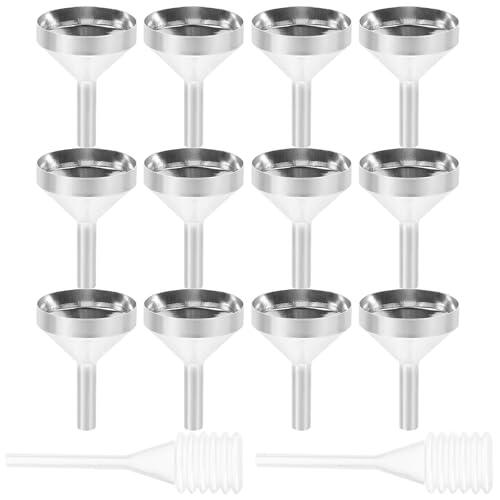 YARNOW Mini Embudos de Laboratorio Fácil de Limpiar de Aluminio y Plástico Plata con Gotero Pack de 10 Unidades para Transferir Líquidos y Perfumes en Laboratorio