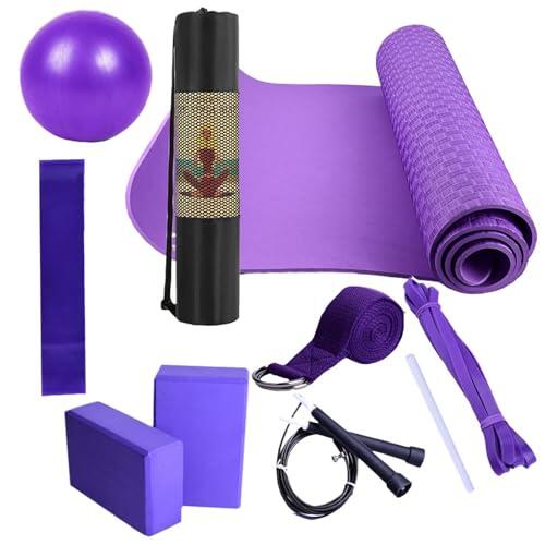 Beginner Yoga Kit – Latex Exercise Set with 183x61cm Yoga Mat, 25cm Ŷoga Ball, Resistance Band and Ŷoga Block | Pilates Workout Equipment, Stretch Training Gear | for Home Gym Fitness Flexibility
