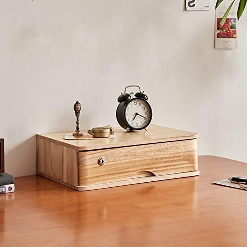 QIYFOZ Archivador de Escritorio de Madera Maciza con Cerradura, archivador de 4 Niveles para el hogar y la Oficina (1 Capa)