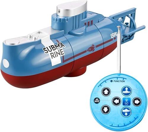 7JI Mini Teledirigido Submarino Juguete, 6 Canales RC Barco con Luces LED