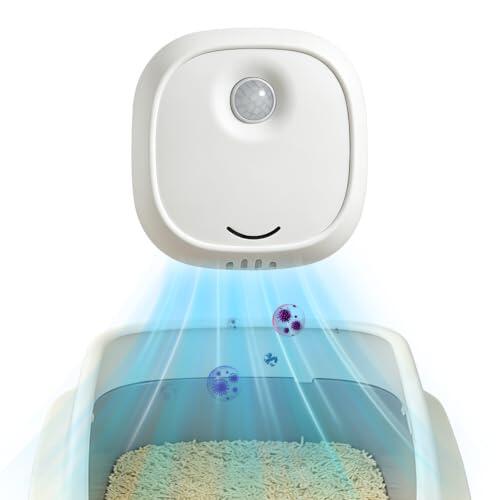 Eliminador de olores de arena para gatos, limpiador de olores Air Smart Spray, 2 modos de luz LED, 14 días de duración de la batería, ambientador para todo tipo de inodoros para gatos, purificador de