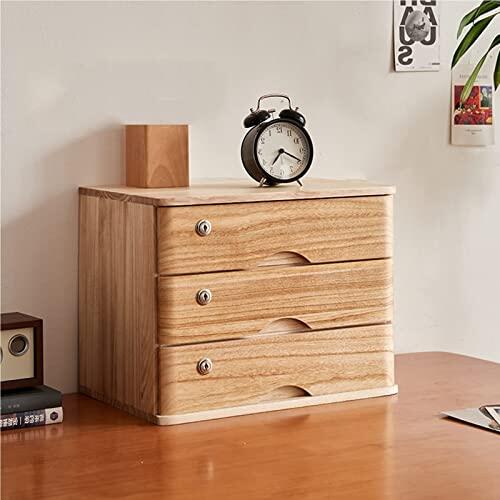 QIYFOZ Archivador de Madera con Cerradura para Escritorio, 4 Niveles, Ideal para Documentos y Material de Oficina, con 3 cajones.
