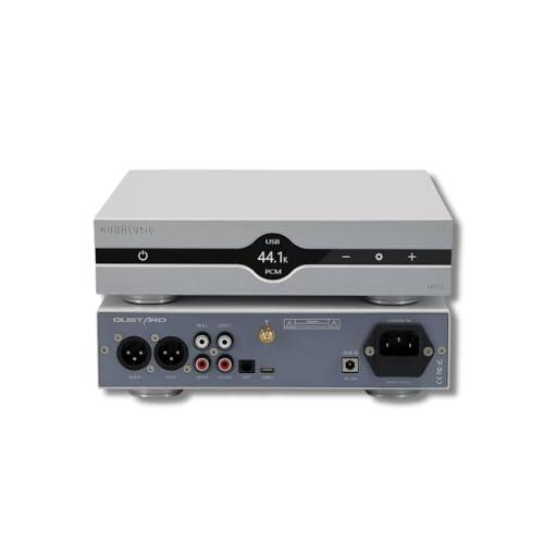 Gustard Audalytic DR70 Discrete R-2R DAC, Entradas USB-C/Coaxial X2/Óptica/Bluetooth A Salidas RCA/XLR, Convertidor De Audio Digital-Analógico Nativo De 1 Bit, Decodificador Con Mando, Plateado