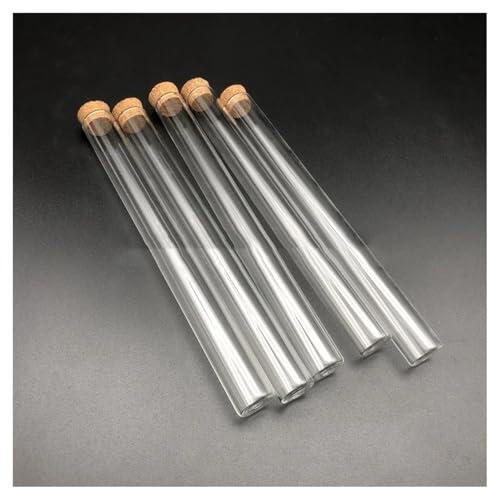Tubos de ensayo de vidrio, Tubos de ensayo vidrio con tamaños múltiples del borosilicato fondo plano tapones corcho(13x100mm 10pcs)