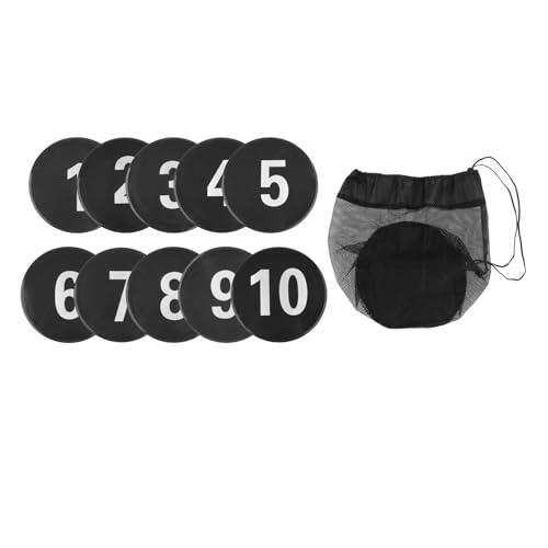 Nsaroche 10 Marcadores de Suelo Numerados, Almohadillas de para Entrenamiento de de Juego, Marcadores de Disco Planos para Entrenamiento de Fútb, Negro