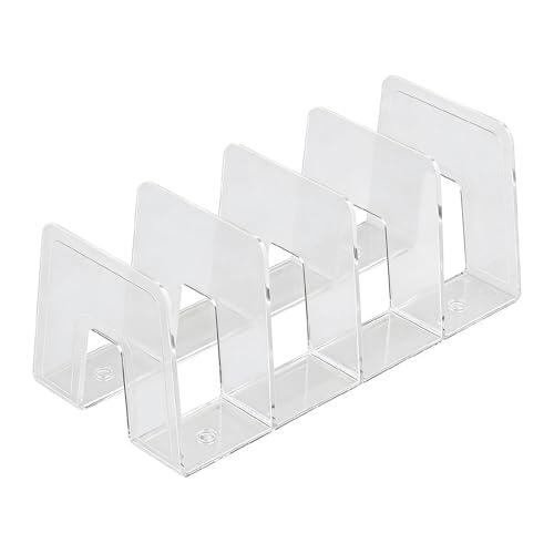 Brrnoo Clasificador de Archivos de Escritorio Vertical, Organizador Acrílico, Soporte Vertical Antideslizante con Divisores para Letras, Revistas, Carpetas de Libros (4 Secciones Transparentes)