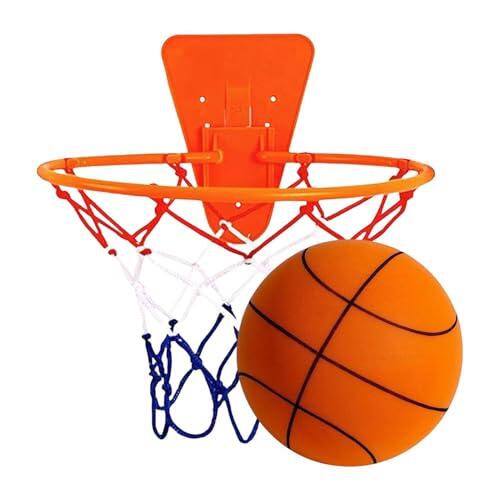 Genérico Baloncesto Suave Interior 18 Cm Baloncesto Tranquilo,BaloncestoDe Pelota Silenciosa con Aro - Bola Deportiva, Sin Equipo De Ruido para Apartamentos En El Gimnasio En Casa, Niños Dribble De