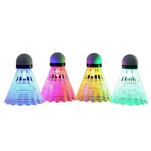 Bádminton LED - Paquete De Bolas De Volante Con Brillo Nocturno, Juego De Entrenamiento Deportivo Iluminado De 4 Piezas | Diseño Que Emite Luz Brillante Que Mejora El Seguimiento En Condiciones De