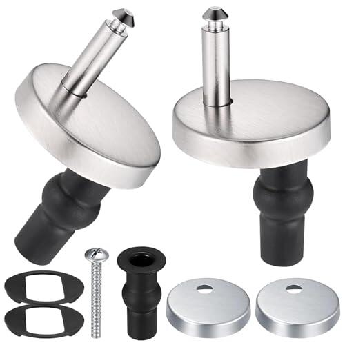2 Bisagras Tapa WC, Fijación de Asientos Inodoro, Montaje Rápido, Acero Inoxidable, Ajuste Universal, con Goma Tornillos para Montar y Fijar la del Piezas Repuesto Ideales.