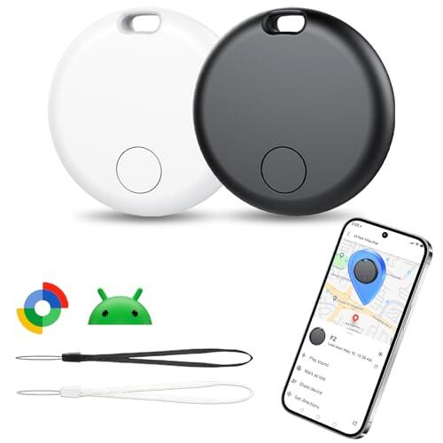 Android Smart Tracker Tag, Localizador Bluetooth Compatible con Google Find Hub (Solo Android), Air Tracker Tag Llavero para Maleta, Llaves, Equipaje, Impermeable IP68 (Paquete de 2)
