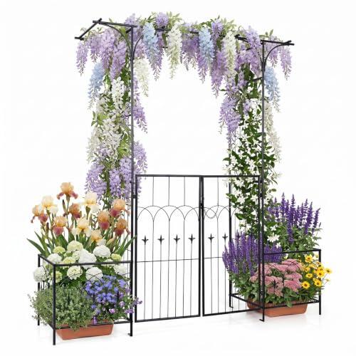 Transforma tu jardín: El arco metálico con puerta y jardinera HOMASIS